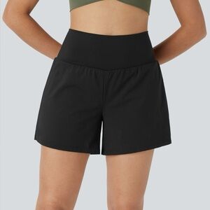 Halara Super High Waisted Pocket & Pocket 2-in-1 Yoga Shorts 5'' | Black | Large